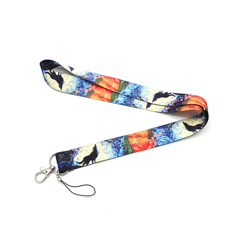 

30pcs/lot Koolbey Van Gogh and Wolf Art Lanyard Neck Key Strap for Phone Keys ID Card Cartoon Funny Ribbon Lanyards SC4588