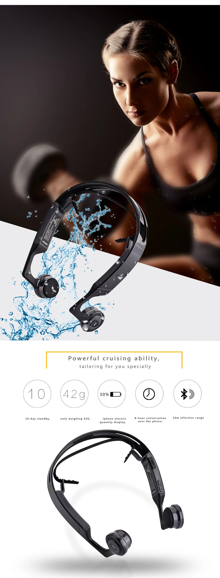 Mix8 Bone конвейер Беспроводной Bluetooth спортивная Гарнитура для бега наушники с креплением за ухом и Водонепроницаемый анти-пот наушники для iphone 7 7 s