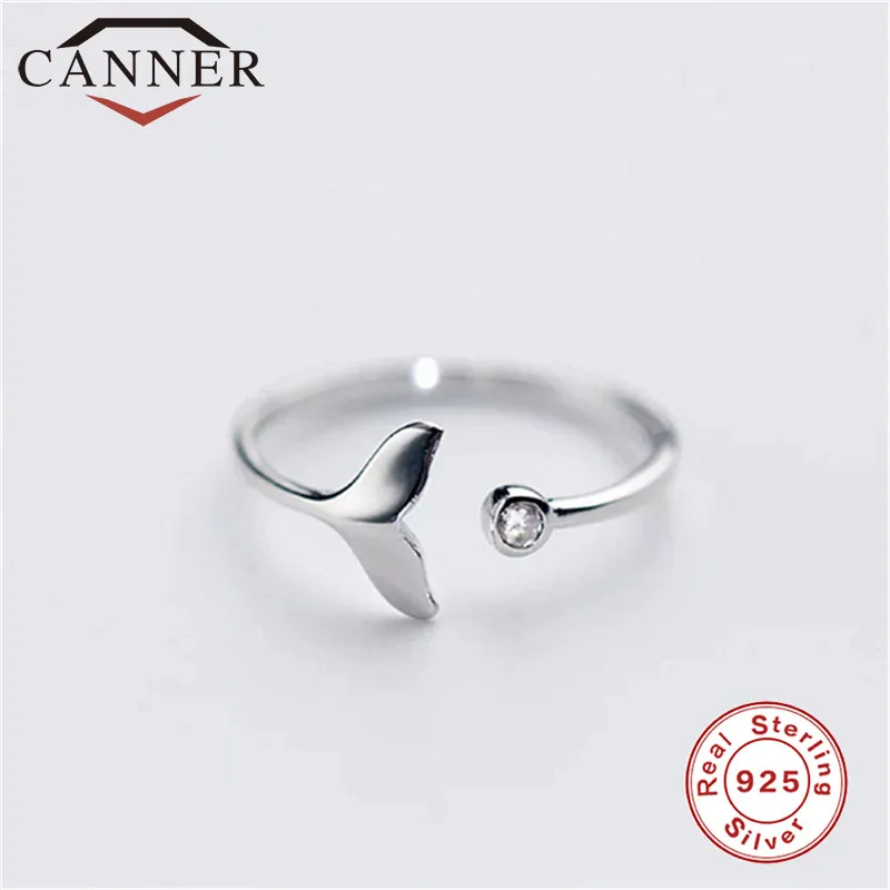 Женское кольцо с хвостом русалки CANNER открытое Ювелирное Украшение из