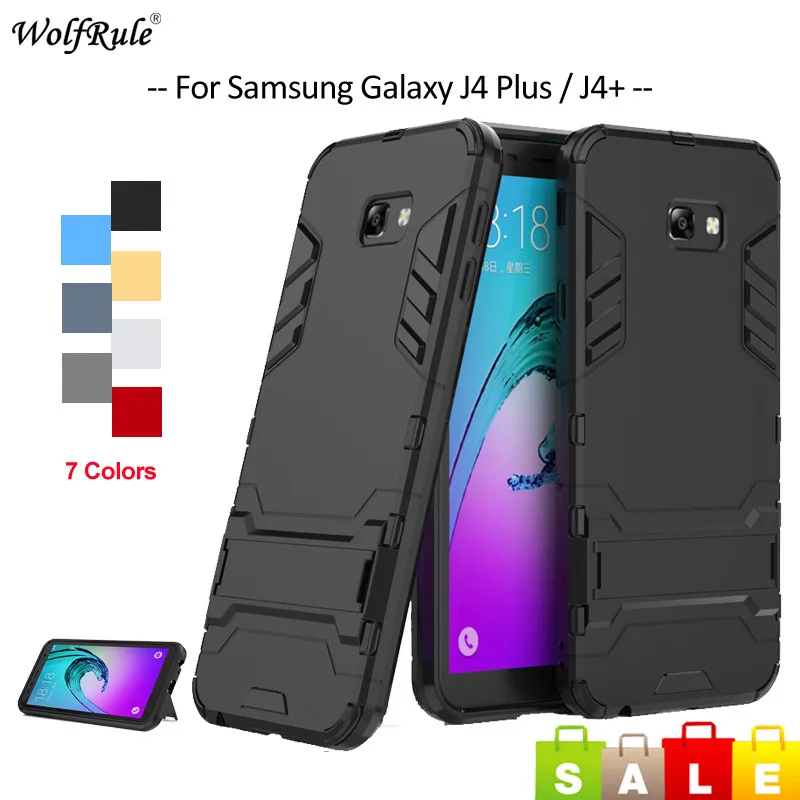 Чехол для Samsung Galaxy J4 Plus + TPU и PC держатель бампер чехол телефона крышка Prime J415