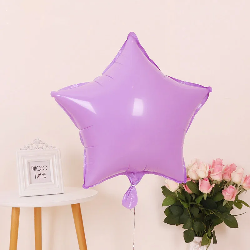 1 шт 1" Звезда Круглый сердце Макарон фольги Воздушные шары детский душ розовый синий конфеты Макаруны гелий Globos День рождения украшения - Цвет: Purple Star