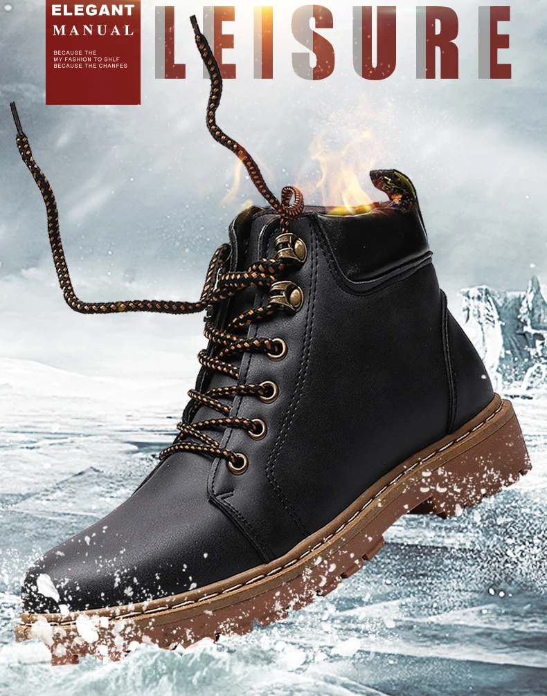 Men's Ankle Boot Motorcycle Men Boots Winter Warm Men Snow Boot With Fur Black Desert Military Boots Mens Tactical Boots' Army (2)