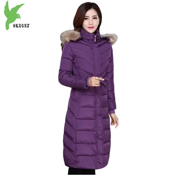 

Plus Size 5XL High Quality Women Winter Down Cotton Coat New Fashion Solid Color Hooded Fur Collar Thicker Slim Jacket OKXGNZ922