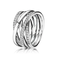 Женское кольцо 925 пробы Серебряное переплетенное прозрачное CZ обручальное кольцо для женщин ювелирные изделия