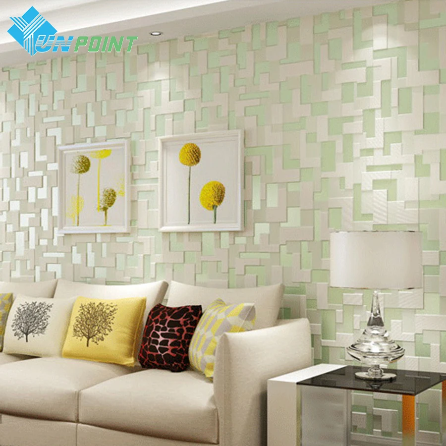 

Modern Fashion Mosaic Brick 3D Wallpapers Design Embossed Flocking Wall Art Decor For Living Room Bedroom Sofa TV Background 10M