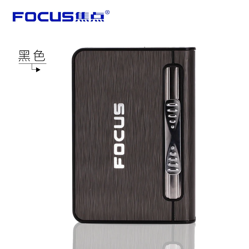 

FOCUS Automatic Cigarette Case Portable Windproof Llighter With Kerosene Oil Lighter 10pcs Cigarette Holder Case Lighter