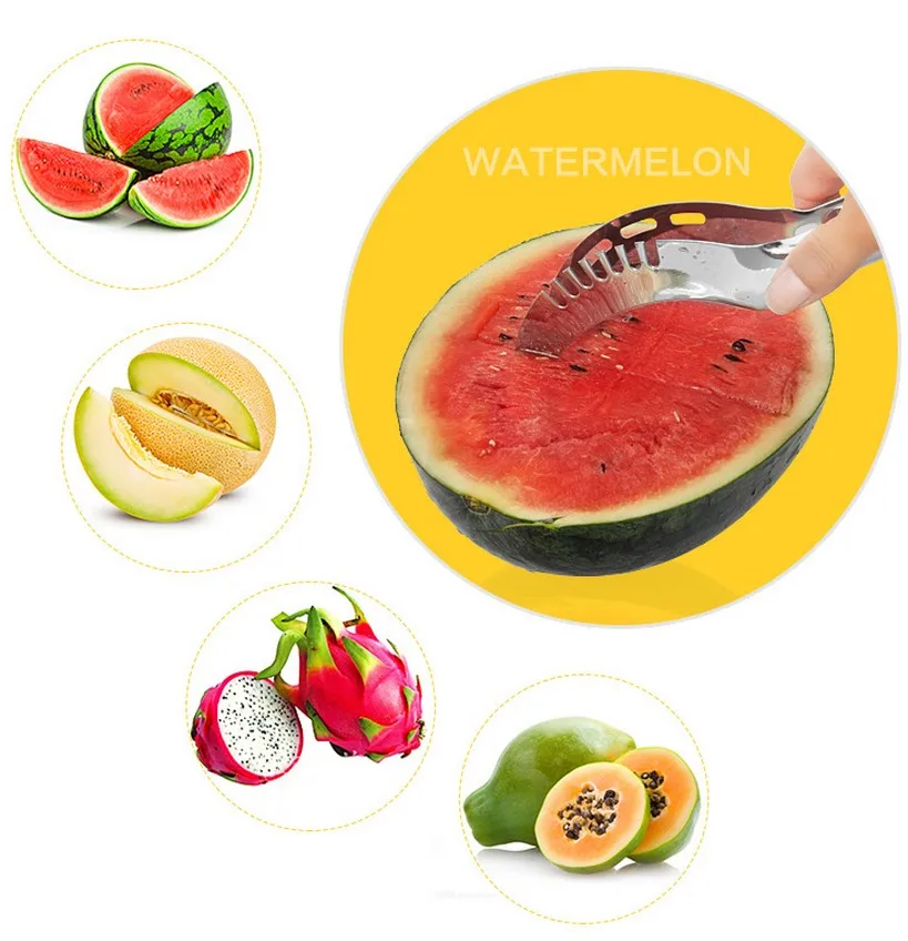 

Stainless Steel Watermelon Slicer Corer Server Melon Smart Slicer Knife For Watermelon Cantaloupe Fruit Slicer kitchen Gadgets