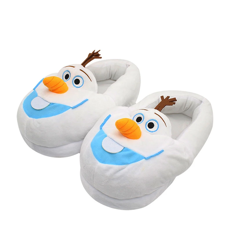 

Anime Cartoon Olaf Plush Snowman Autumn Winter Warm Non-slip Indoor Plush slippers indoor Women/Men warm 30cm