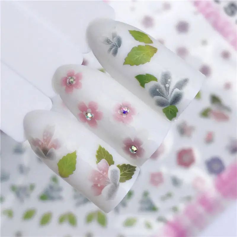 

YWK 1 PC Nail Water Decal Stickers Character / Feather / Flower / Fruit Designs 3D Ultra-thin Sticker 3D Sticker