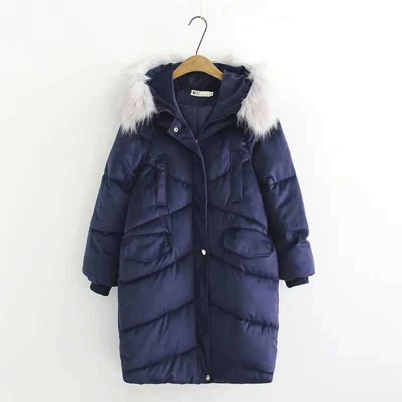 Aonibeier Winter Women Jacket Artificial Fur Collar Hooded
