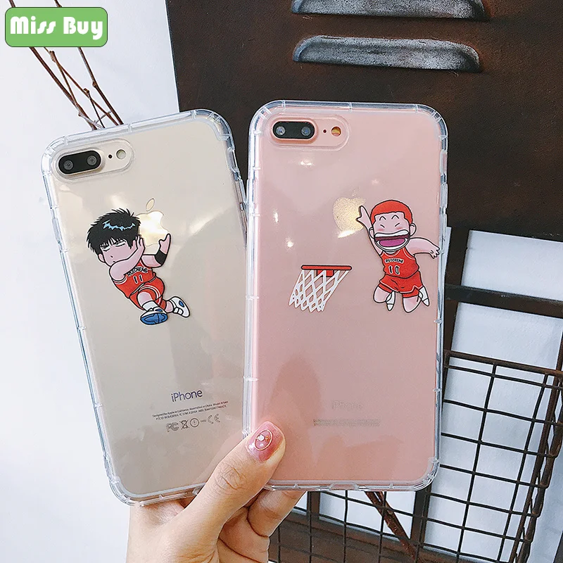 

Cute Cartoon Slam Dunk Protective Case for iphone X 7 8 6 6s Plus XR Xs Max Soft Silicone Clear Air-Cushion Drop Cover Fundas