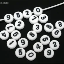 Doreen коробка hot-500Pcs смешанные белые акриловые цифры плоские круглые разделительные бусины для изготовления ювелирных изделий DIY 7 мм(B05685