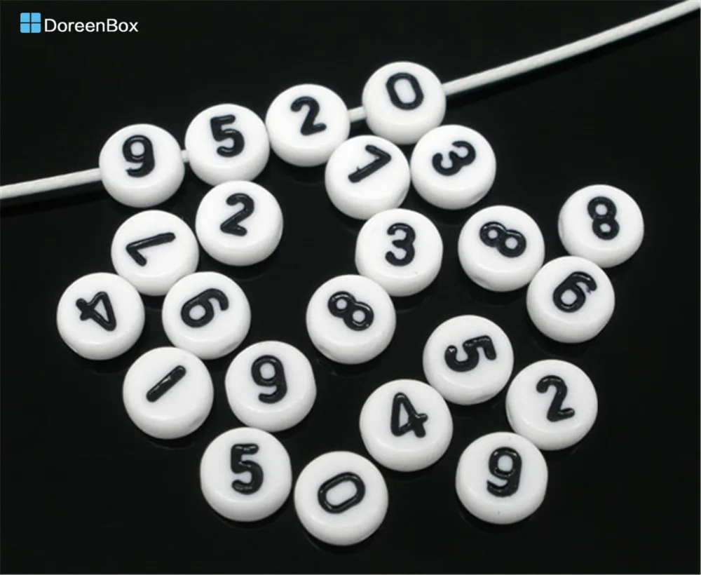 

Doreen Box hot-500Pcs Mixed White Acrylic Numbers Flat Round Spacer Beads For DIY Jewelry Making 7mm(B05685)