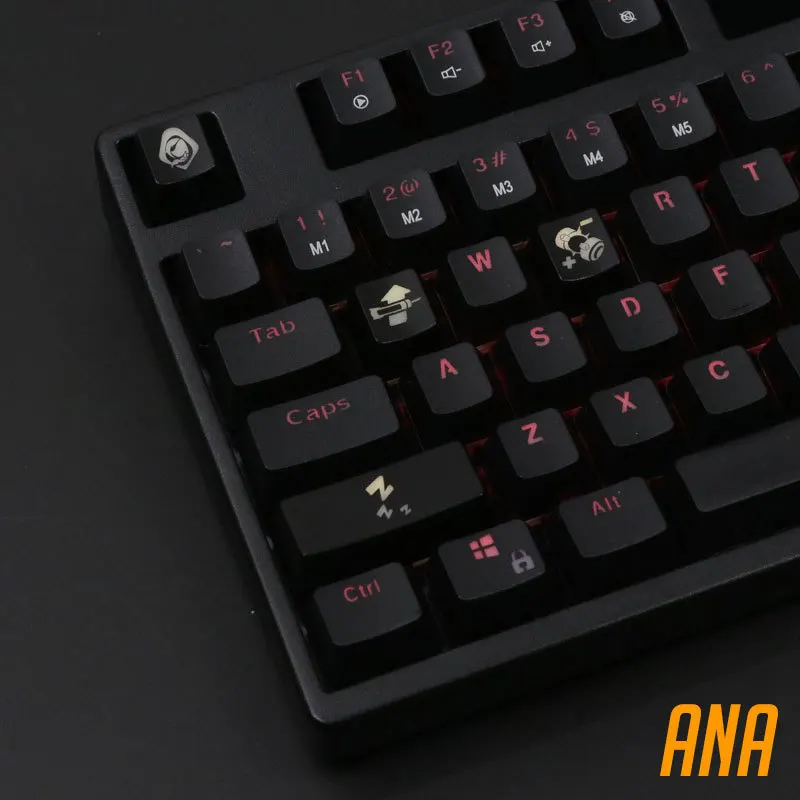 4 шт./компл. keysets подсветка OW ключ Шапки из АБС-пластика с гравировкой клавиши блеск-через для патруля gamer механическая клавиатура ANSI черный