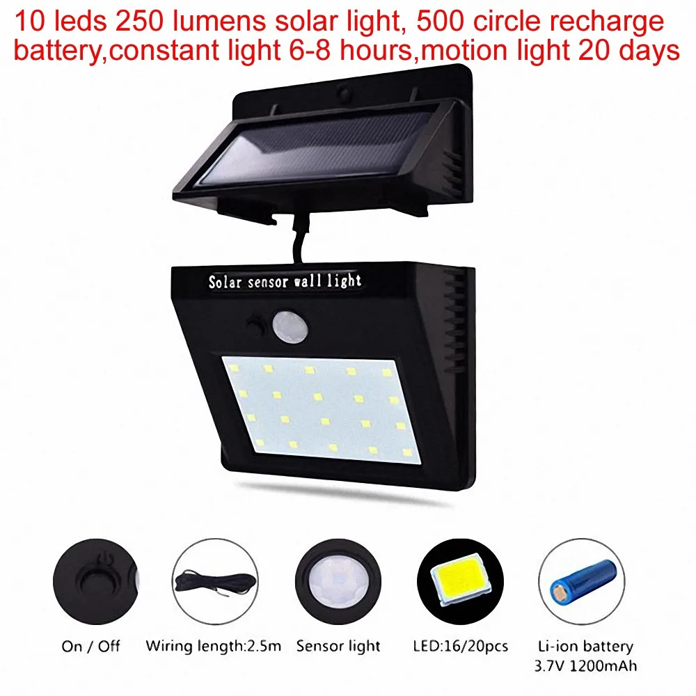 10 led 250lm Солнечный свет раздельный монтаж pIR motion vs38/48/28/10/20/96 лампа для помещений ip65
