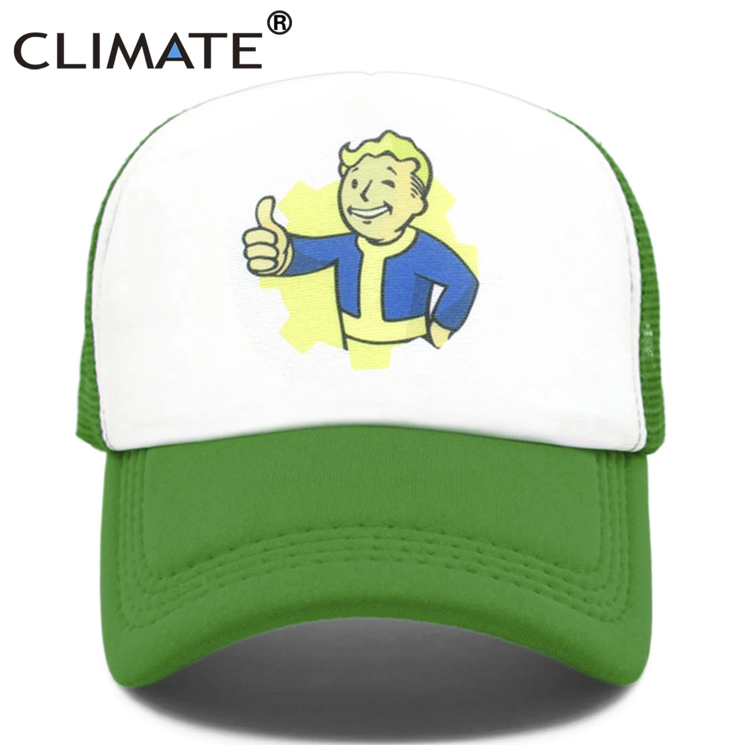 

CLIMATE Fallout Trcuker Cap Men Hat Nuka Cola Trcuker Cap Vault Boy Caps Men Women Funny Cool Fallout Shelter Mesh Cap Hat