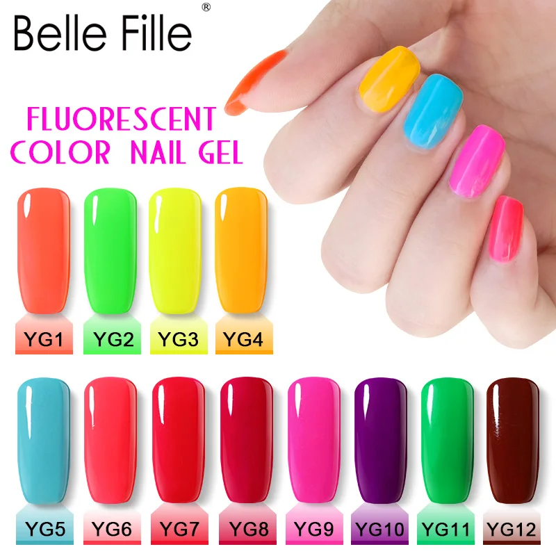 Belle Fille 10 мл неоновый цвет УФ гель лак для ногтей Гель светодиодной сушки