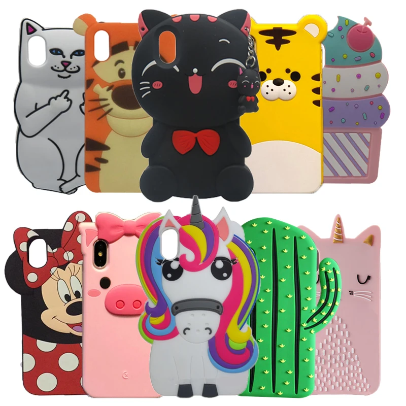 

For iphone XS MAX XR 3D Silicon Case Cartoon minnie Cat Unicorn Cupcake Phone Cover For iphone ten s 10s 6.1 inch coque Case