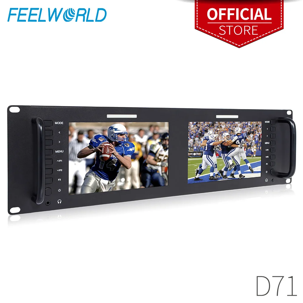 

Dual 7" 3RU IPS 1280x800 Broadcast LCD Rack Mount Monitor 3G-SDI HDMI AV input and output Dual Screen Industrial Monitor D71