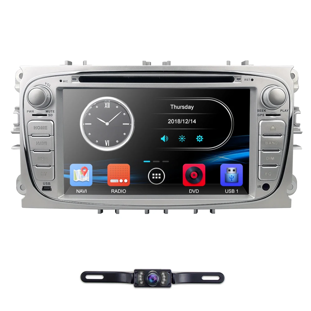 

HIZPO 7 Inch Car DVD radio For Ford Focus 2 S-Max C-Max Mondeo 4 Galaxy Kuga 2008-2010 DAB+ RDS OBD2 Free camera 8G Map card