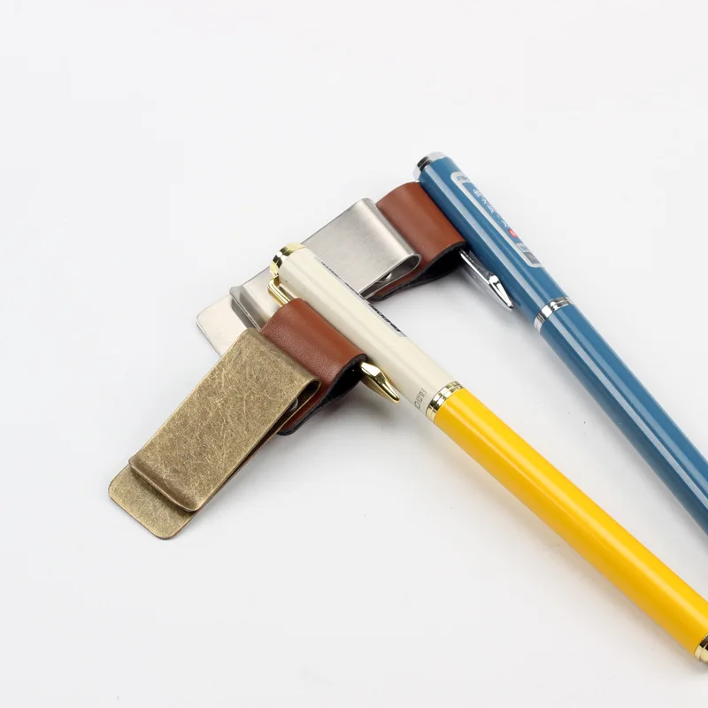 EZONE 1 шт. металлическая ручка для записной книжки, зажим для записной книжки, держатель для записной книжки, кожаная ручка, зажим для ручки, чистый цвет, Офисная метательная ручка для записной книжки, зажим, Новинка