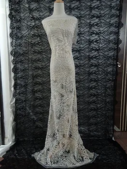 

5yds Embroidered mesh lace fabric with glitter French net fabric David-168-31 for party dress