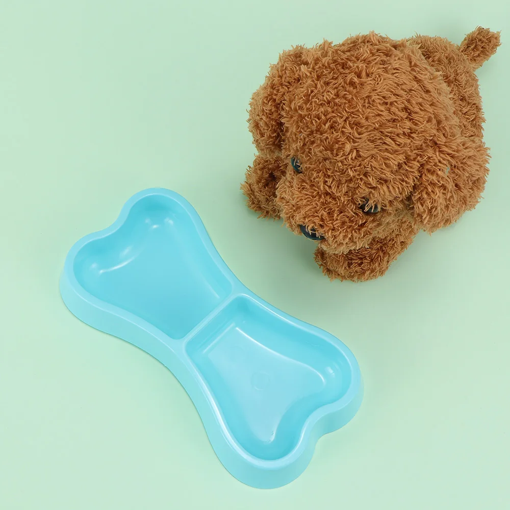 1Pcs Dog Drinker Plastic Dog Bowls Bone shaped Candy Color Dog Feeder