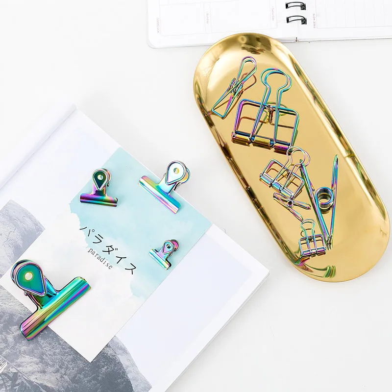 TUTU laser Craft Metal Photo rainbow Book Paper Clips Binder