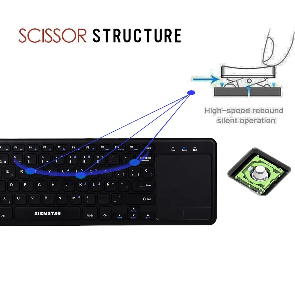 Zienstar2.4 ГГц тачпад Беспроводная клавиатура для Windows PC, ноутбука, ios pad, Smart TV, HTPC IPTV, Android Box, английский/Россия/Fr/Арабский