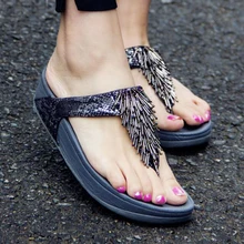 Г., новые женские шлепанцы женские летние пляжные сандалии для улицы водонепроницаемые шлепанцы на танкетке сандалии на платформе с кисточками, b142