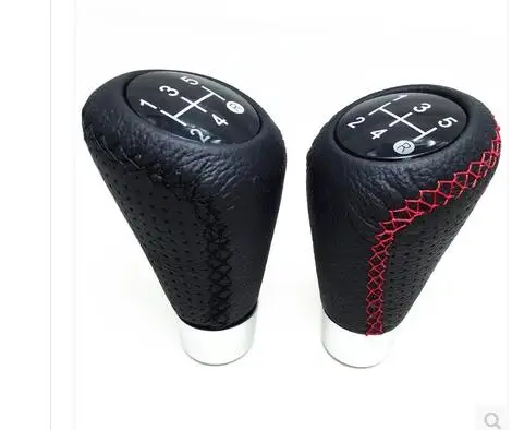 Manual negro 5 Speed Gear Knob con cuero artificial universal para coche-styling leva del cambio pomello cambio teschio