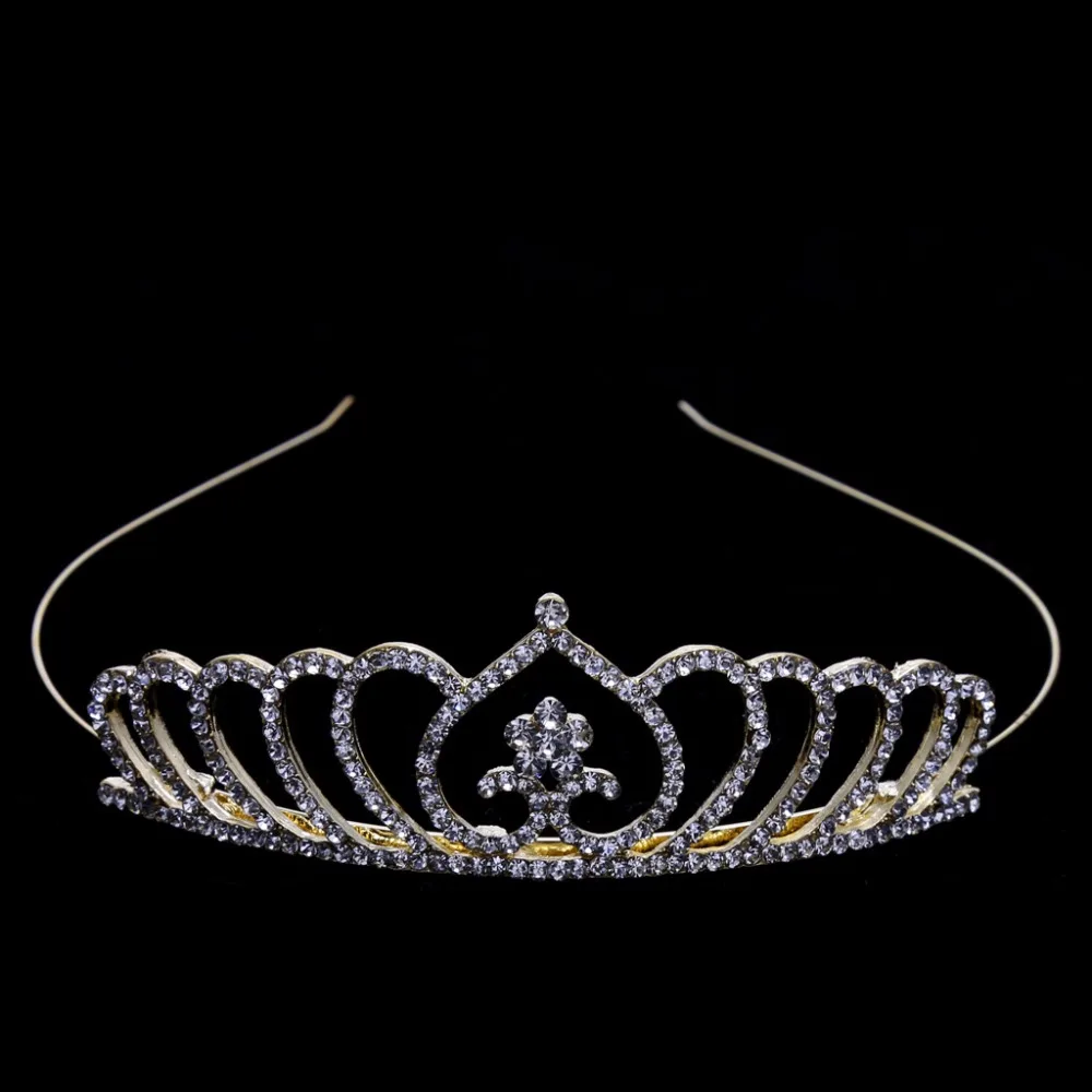 

Gold Bridal Crown Tiara Crystal Rhinestone Wedding Prom Pageant Crowns Headband-Y094