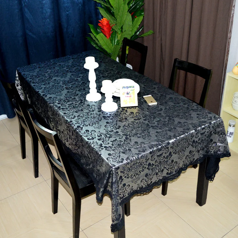 

Fluid systems breathable hot silver dining tablecloth European style retro coffee table cloth different sizes retangle square