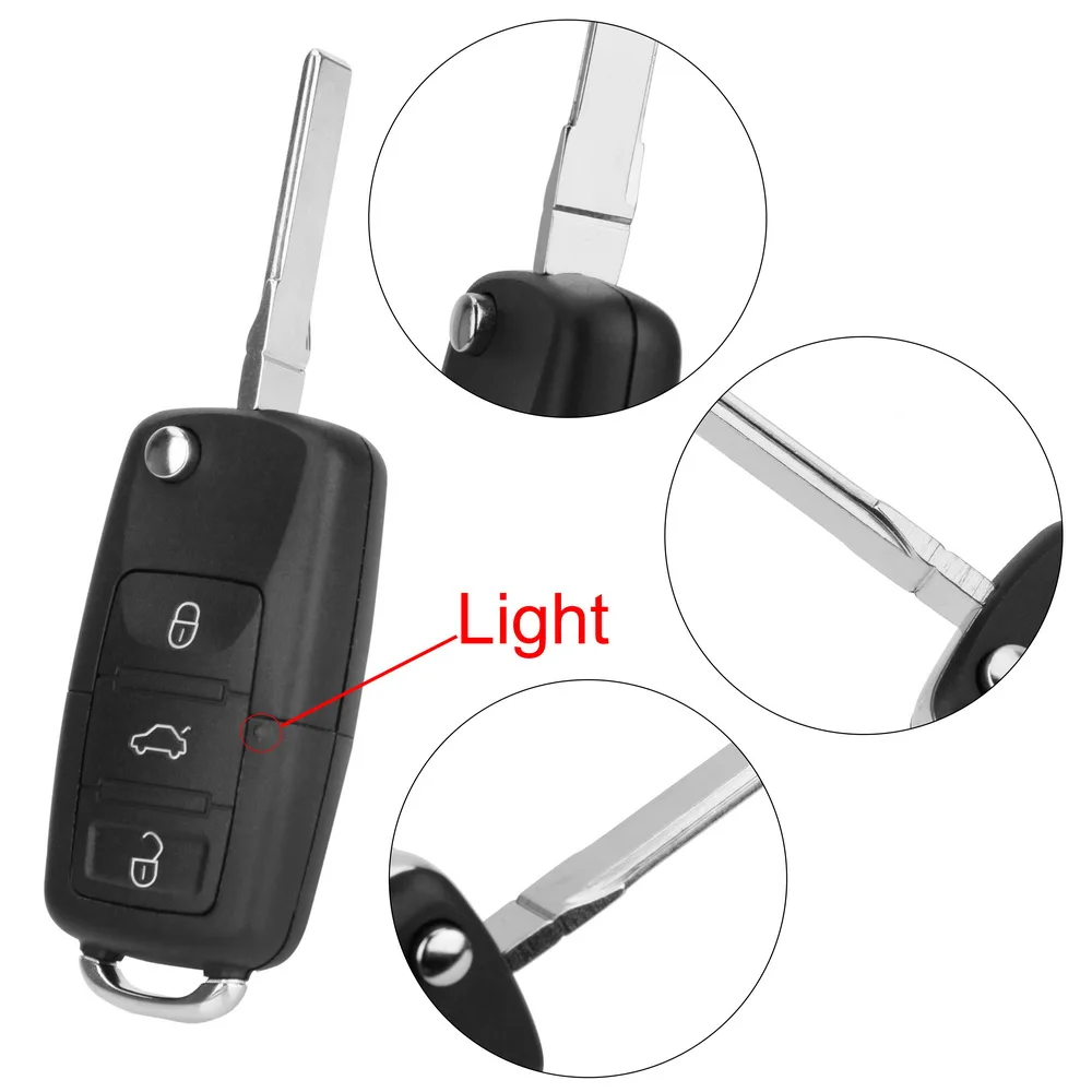 Remote Flip Folding Key Shell Car Key Case Cover 3 Buttons for WV Golf Touran Tiguan B5 Replacement flip key fob shell car key shell remote control case cover