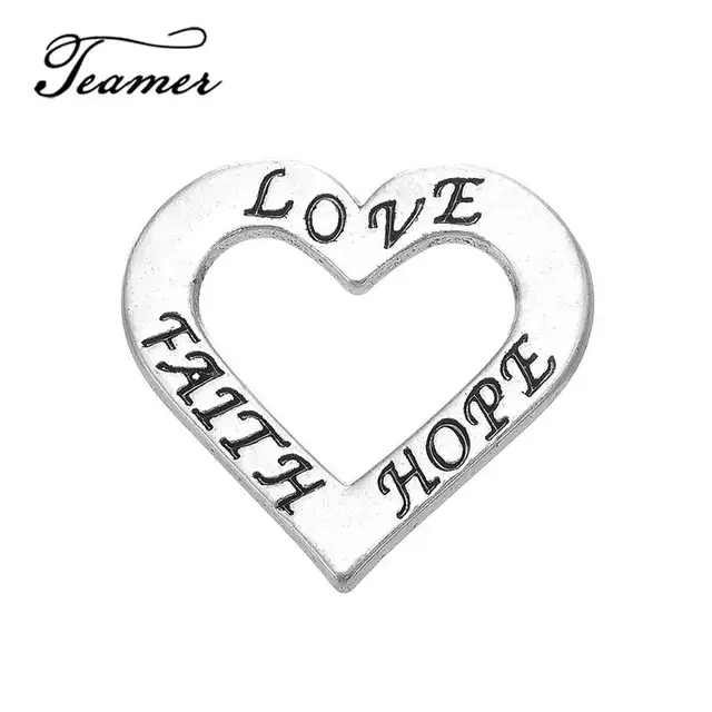teamer 10 stks/partij metalen alfabet hoop geloof liefde brief