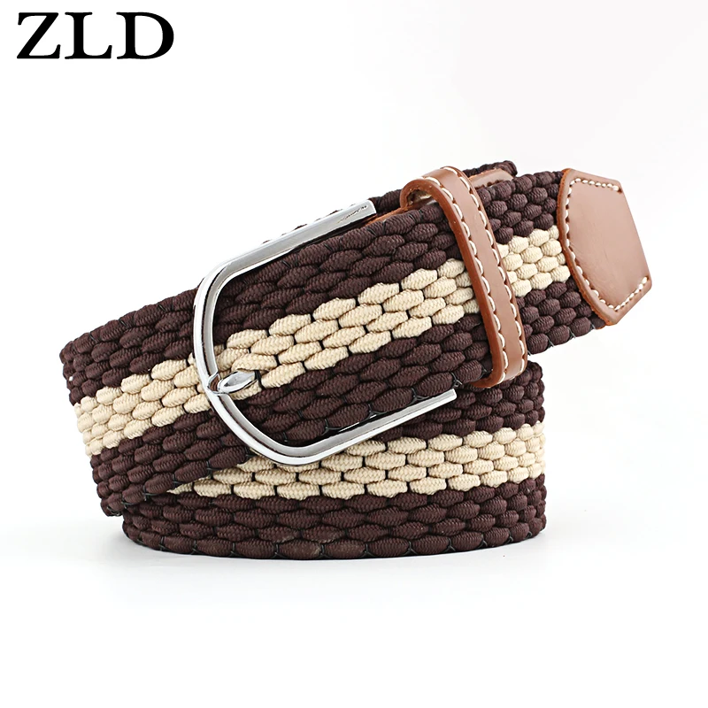 ZLD 60 Colors Female Casual Knitted Pin Buckle Men Belt Woven Canvas Elastic Expandable Braided Stretch Belts For Women Jeans crocodile skin belt