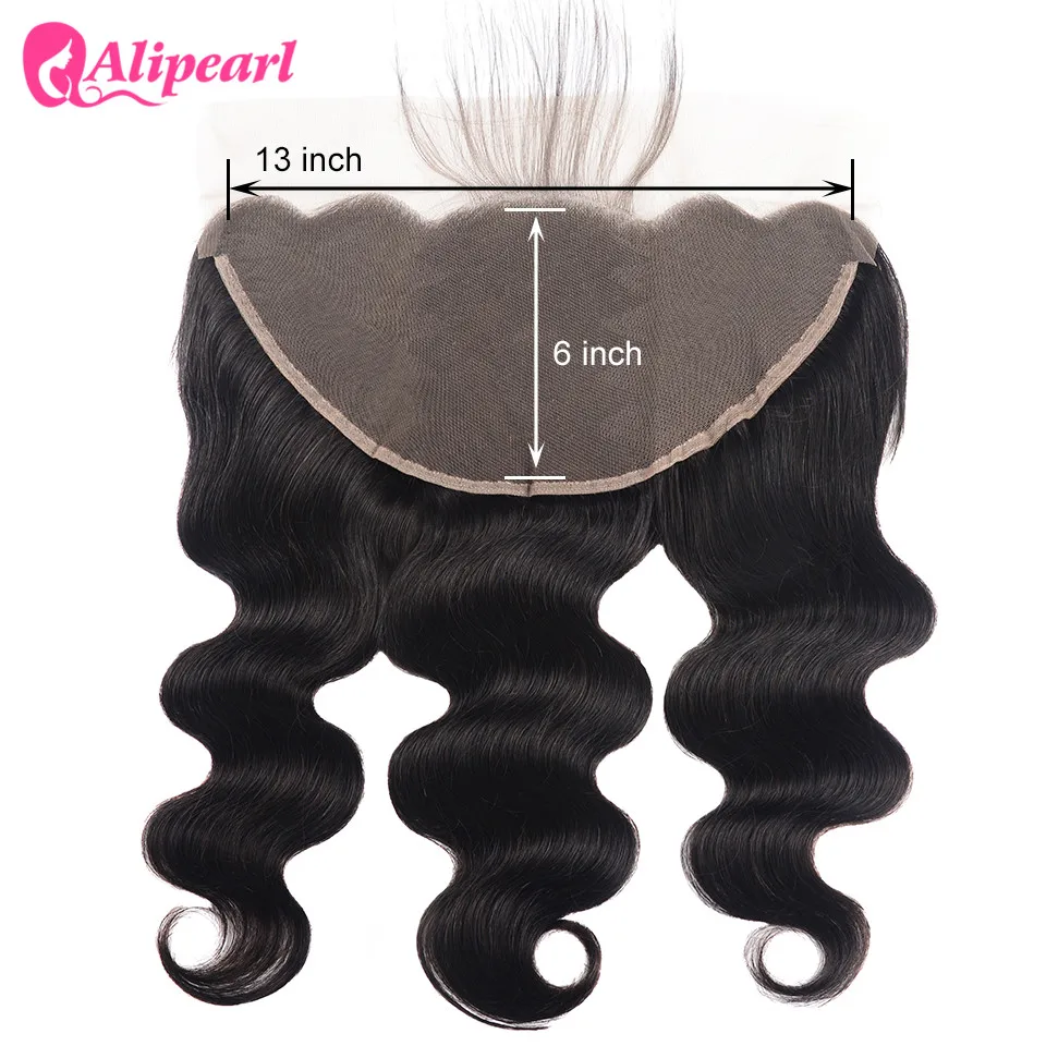 AliPearl Hair Brazilian Body Wave Human Hair Lace Frontal 13X6 With Baby Hair Free Part Natural Color Remy Hair Extensions