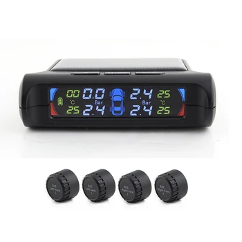

Car Tire Pressure Alarm Detection TPMS System External Digital LCD Monitor Auto Cars Safety Alarm Solar power