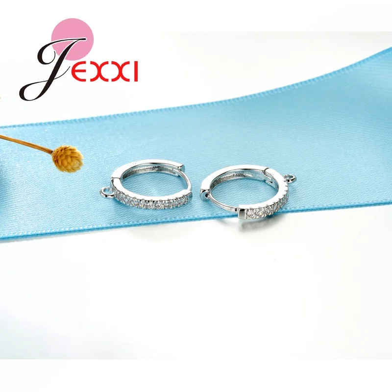 JEXXI New Arrival S925 Sterling Silver Earring Findings For DIY Making Deisgn With White Imitational Diamond Jewelry Components Jewelry Findings