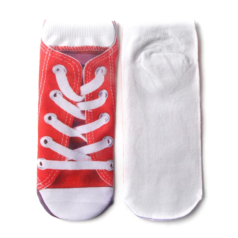 

1 Pair Creative Women Men Funny Socks 3D Pork Meat Bacon Skull Canvas Shoes Pattern Casual Short Ankle Socks Cotton Sport Socks