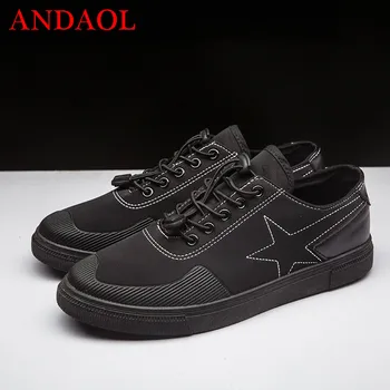 

ANDAOL Men's Casual Shoes Top Quality Breathable Light Lace-Up Sneakers New Luxury Korean Trend Canvas Non-Slip Campus Trainers