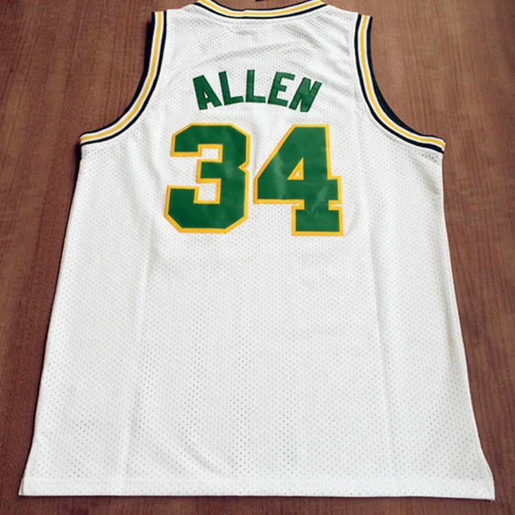 Seattle Supersonics #34 Ray Allen Throwback Jersey Retro Basketball Jerseys  Yellow White High Quality Mesh Embroidered Logos - AliExpress
