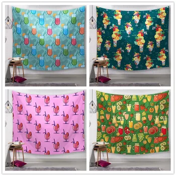

Cartoon Cup Wall Hanging Tapestry Decor Polyester Curtains Plus Long Table Cover