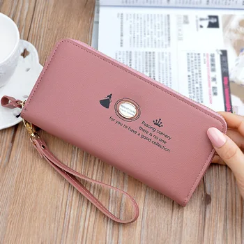 

a han edition pure color large capacity zipper wallet long 2018 new female mobile phone bag wholesale zero purse