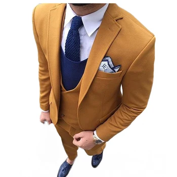 

Mens Notch Lapel Formal Business 3 Piece Suit Groom Tuxedos Slim Fit Wedding Men Suit Single Breasted 2019 Blazer