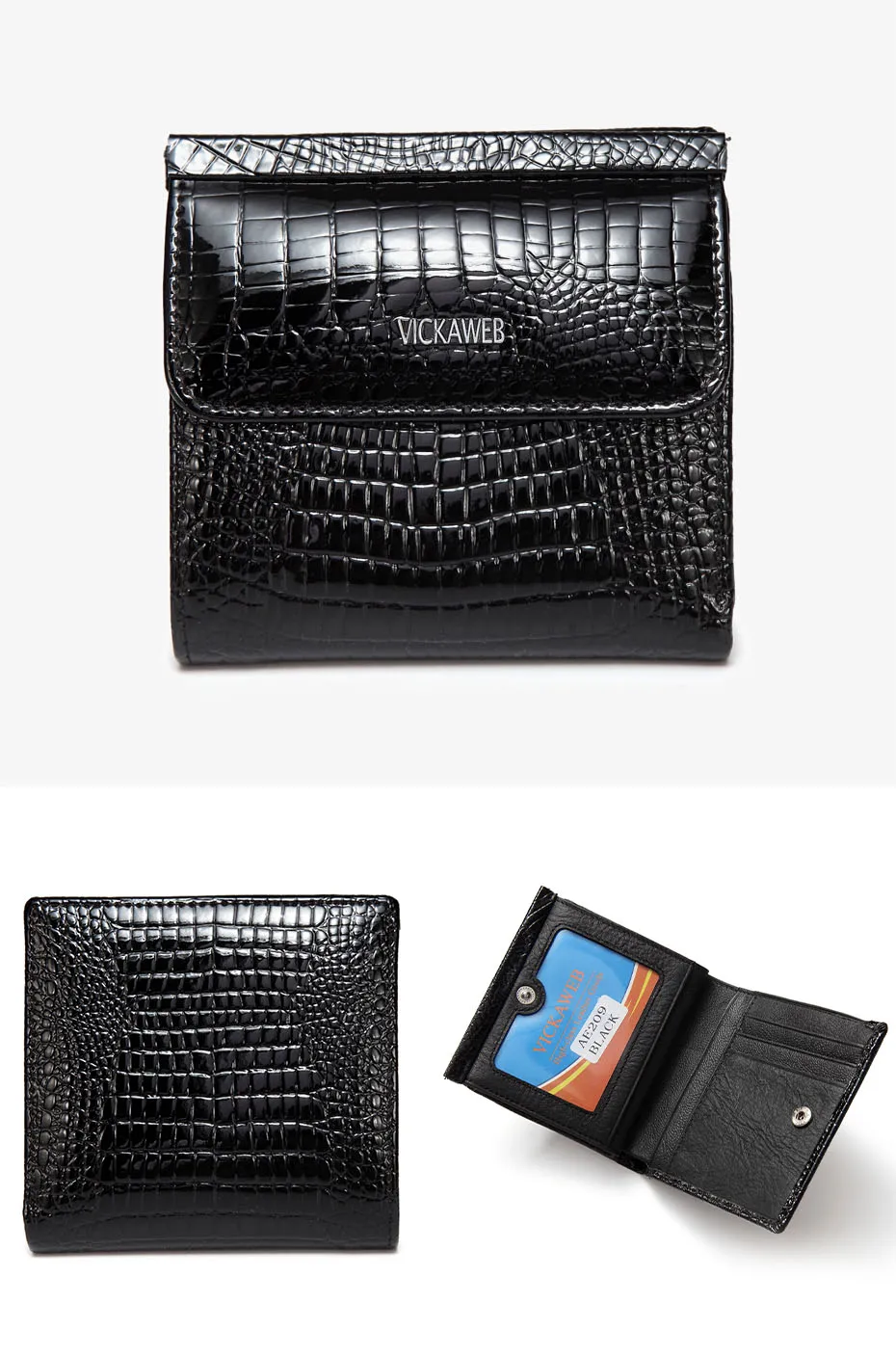 VICKAWEB Mini Wallet Women Genuine Leather Wallets Fashion Alligator Hasp Short Wallet Female Small Woman Wallets And Purses-AE209-018