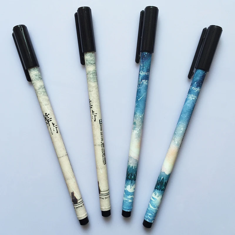 

Quiet Night Cartoon Hot TV Fashion School Stationery Girls Pen 0.38 Black Gel Pen 2 Styles Choose Learning Essential, Refillable