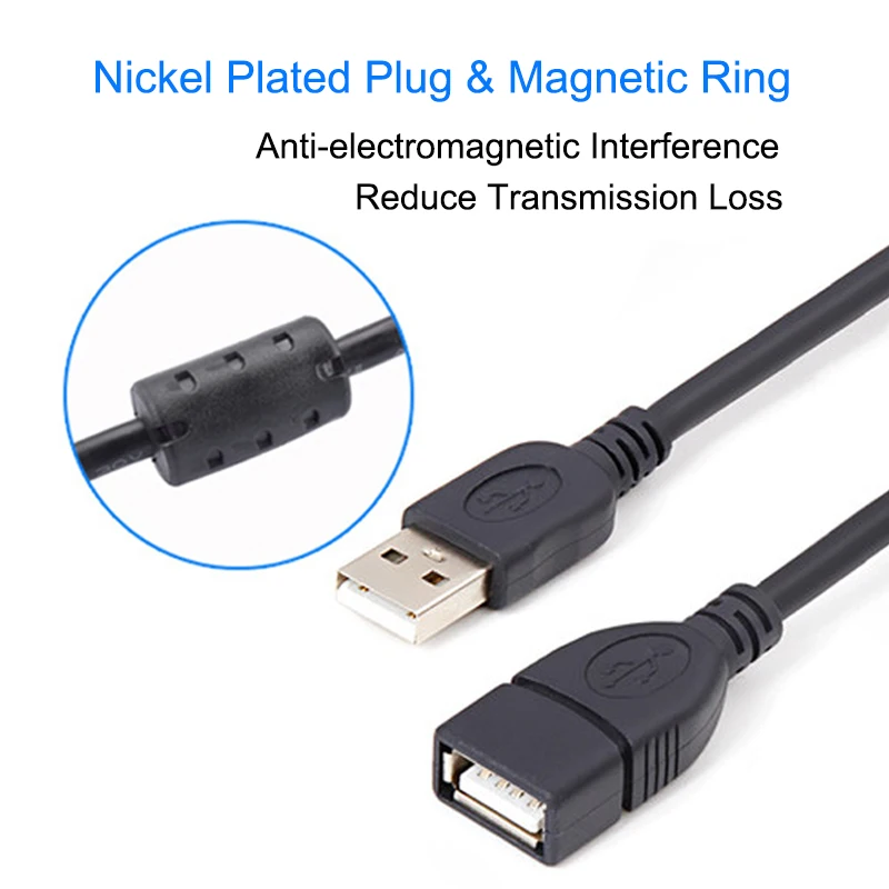 عالية السرعة USB 2.0 الذكور إلى الإناث تمديد كابلات الموصلات محول البيانات الحبل للطابعة كاميرا الماوس محرك فلاش USB لوحة المفاتيح