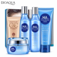 BIOAOUA Гиалуроновая кислота Увлажняющий уход за кожей лица набор антивозрастной очищающее средство для лица Укрепляющая эмульсия для тонера день ВВ крем CC набор кремов