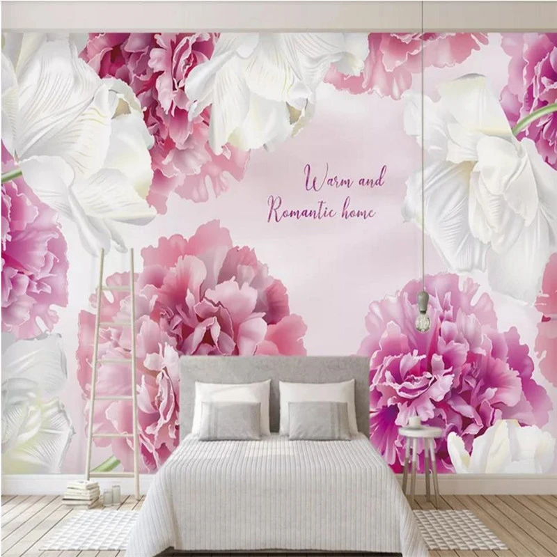 カスタム壁紙ピンク紫現代のミニマリスト勾配花柄背景壁画防水材料 Aliexpress Home Improvement